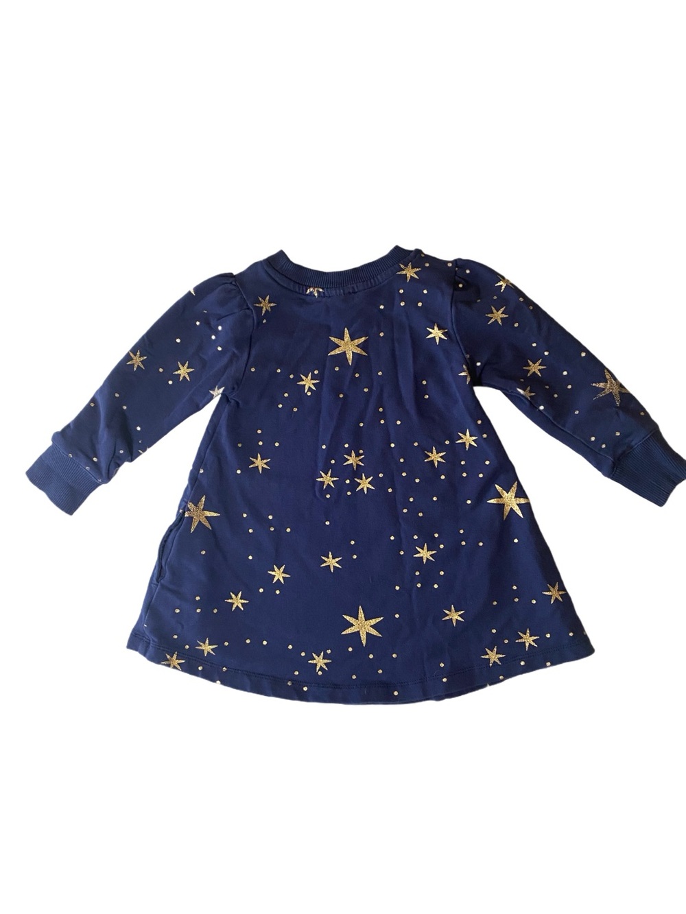 Hanna Andersson Navy Blue Skater Dress With Gold Stars Size 2T